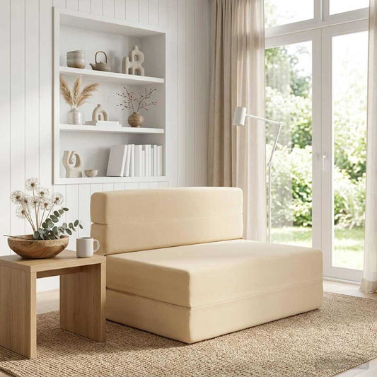 Divano Letto Pieghevole Crema 100 x 80 x 60 cm Tessuto