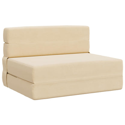 Divano Letto Pieghevole Crema 70 x 80 x 60 cm Tessuto