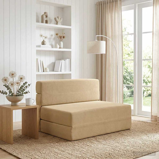 Divano Letto Pieghevole Verde Grigio 100 x 80 x 60 cm Tessuto
