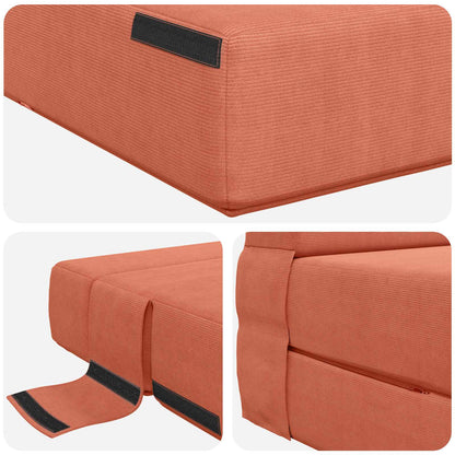 Divano Letto Pieghevole Rosso Arancio 70 x 80 x 60 cm Tessuto