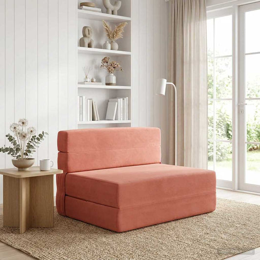 Divano Letto Pieghevole Rosso Arancio 70 x 80 x 60 cm Tessuto