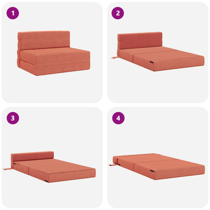 Divano Letto Pieghevole Rosso Arancio 70 x 80 x 60 cm Tessuto