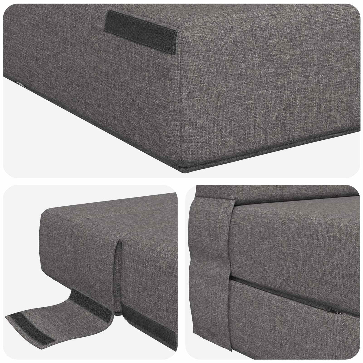 Divano Letto Pieghevole Grigio Chiaro 100 x 80 x 60 cm Tessuto