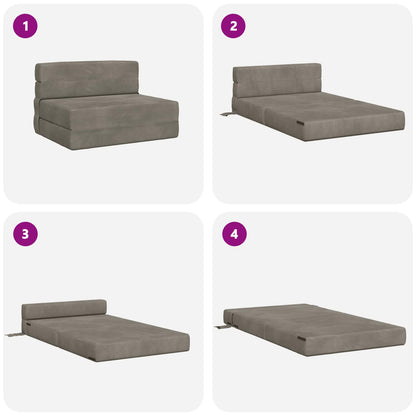 Divano Letto Pieghevole Grigio Chiaro 100 x 80 x 60 cm Tessuto