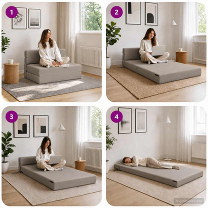 Divano Letto Pieghevole Grigio Chiaro 100 x 80 x 60 cm Tessuto | homemem39