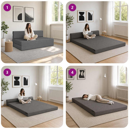 Divano Letto Pieghevole Grigio Chiaro 152 x 86,5 x 60 cm | homemem39