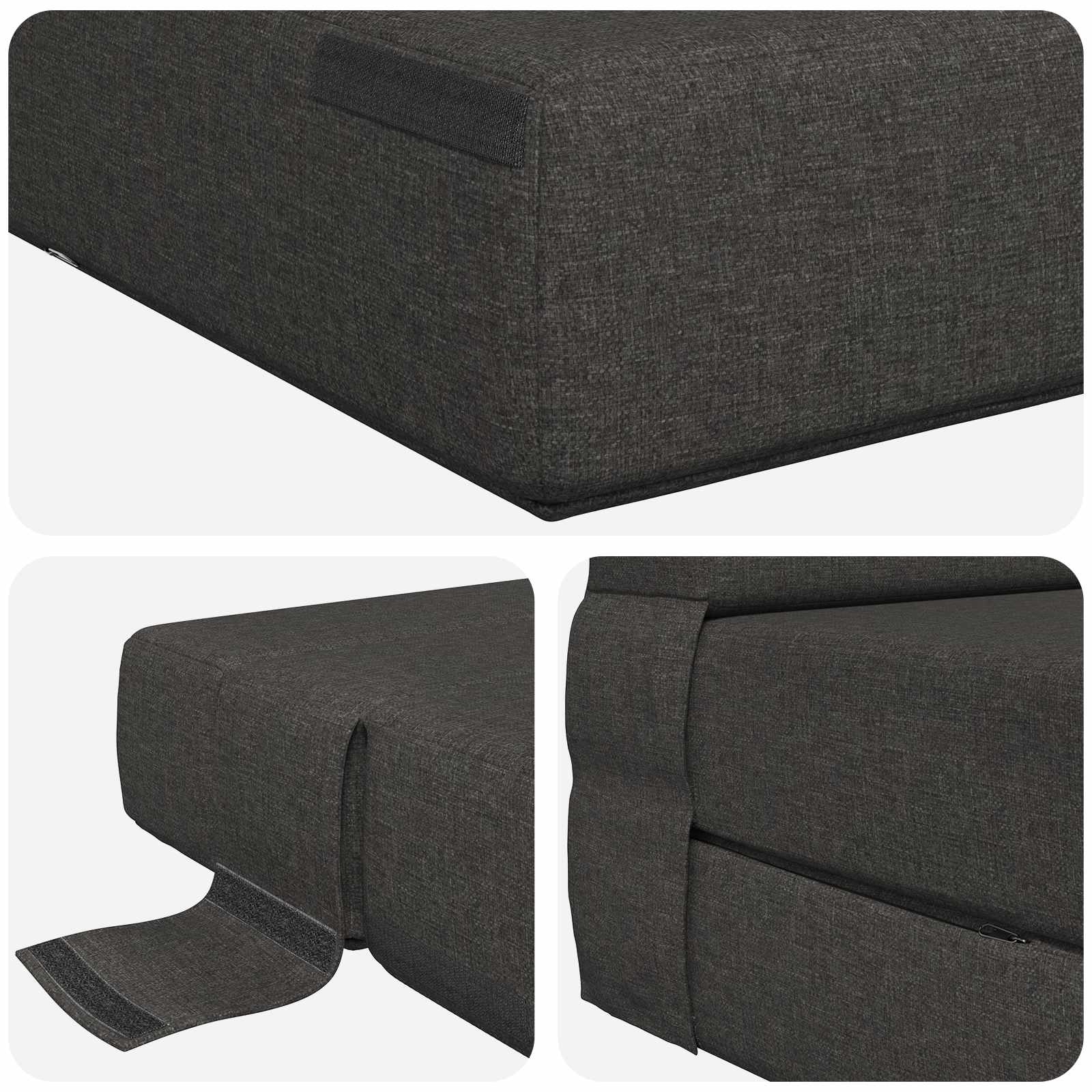 Divano Letto Pieghevole Grigio Scuro 152 x 86,5 x 60 cm Tessuto | homemem39