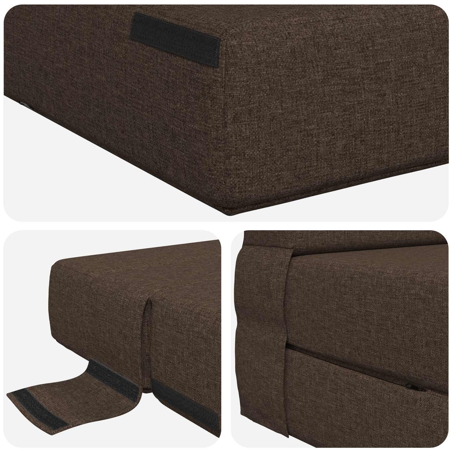 Divano Letto Pieghevole Tortora 152 x 86,5 x 60 cm Tessuto
