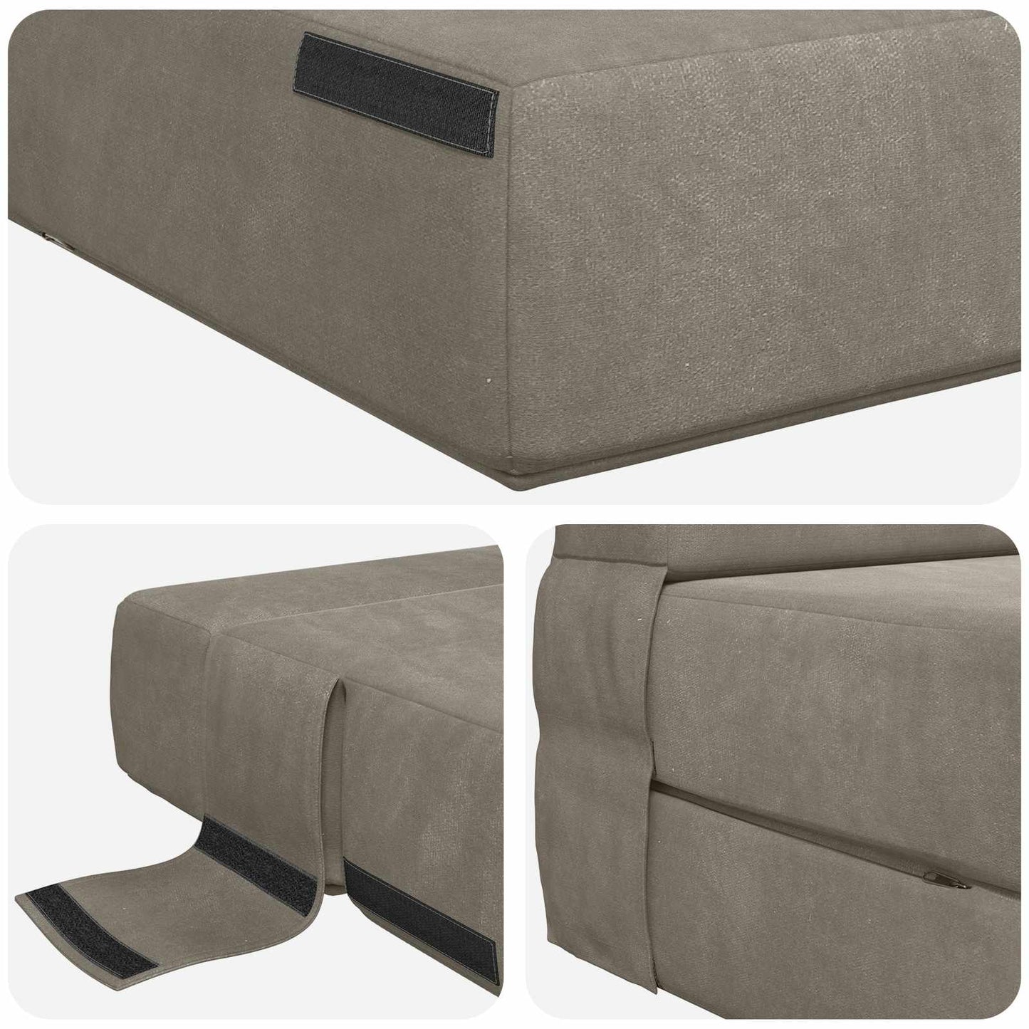 Divano Letto Pieghevole Grigio Chiaro 152 x 86,5 x 60 cm