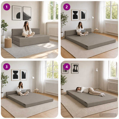 Divano Letto Pieghevole Grigio Chiaro 152 x 86,5 x 60 cm | homemem39