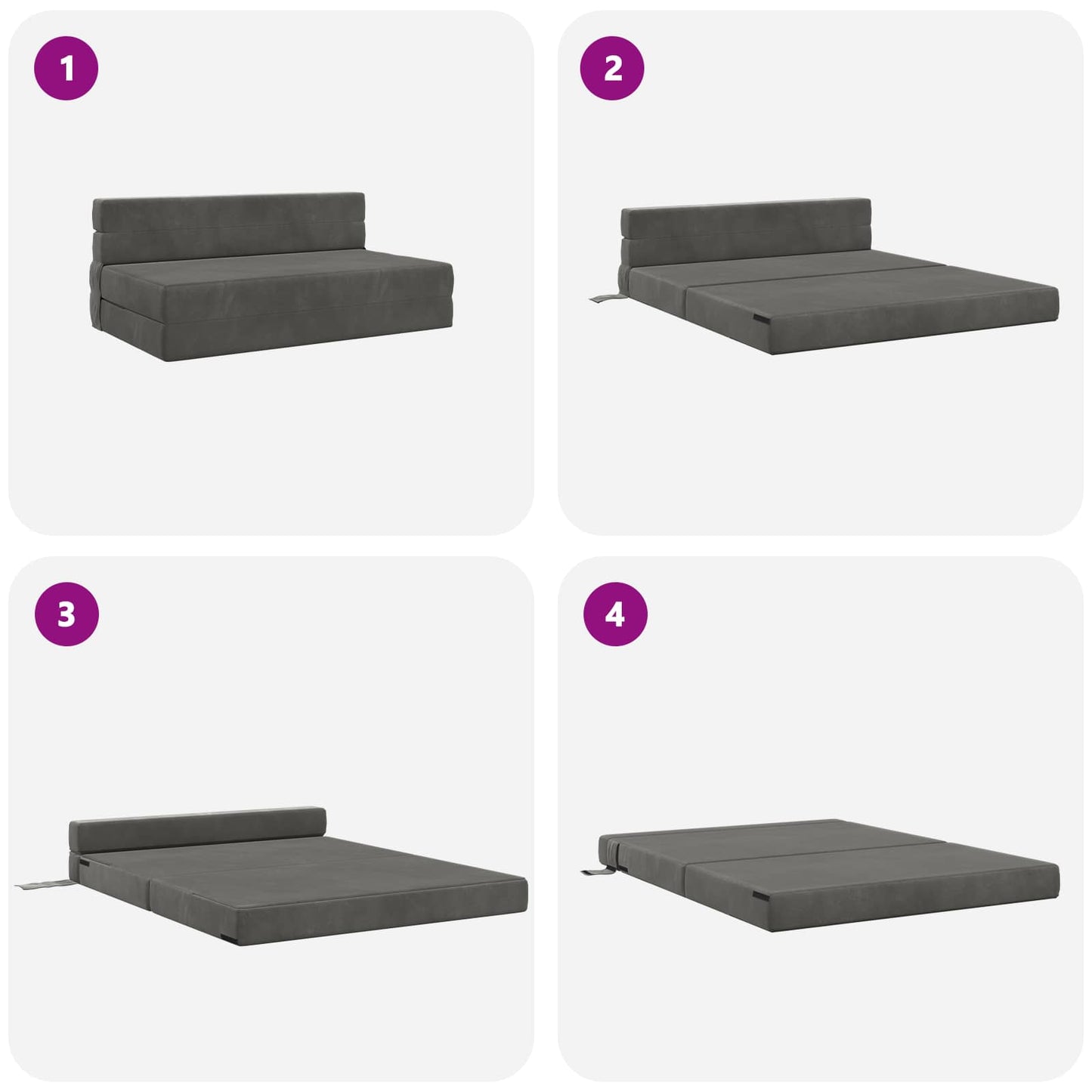 Divano Letto Pieghevole Grigio Scuro 152 x 86,5 x 60 cm Tessuto
