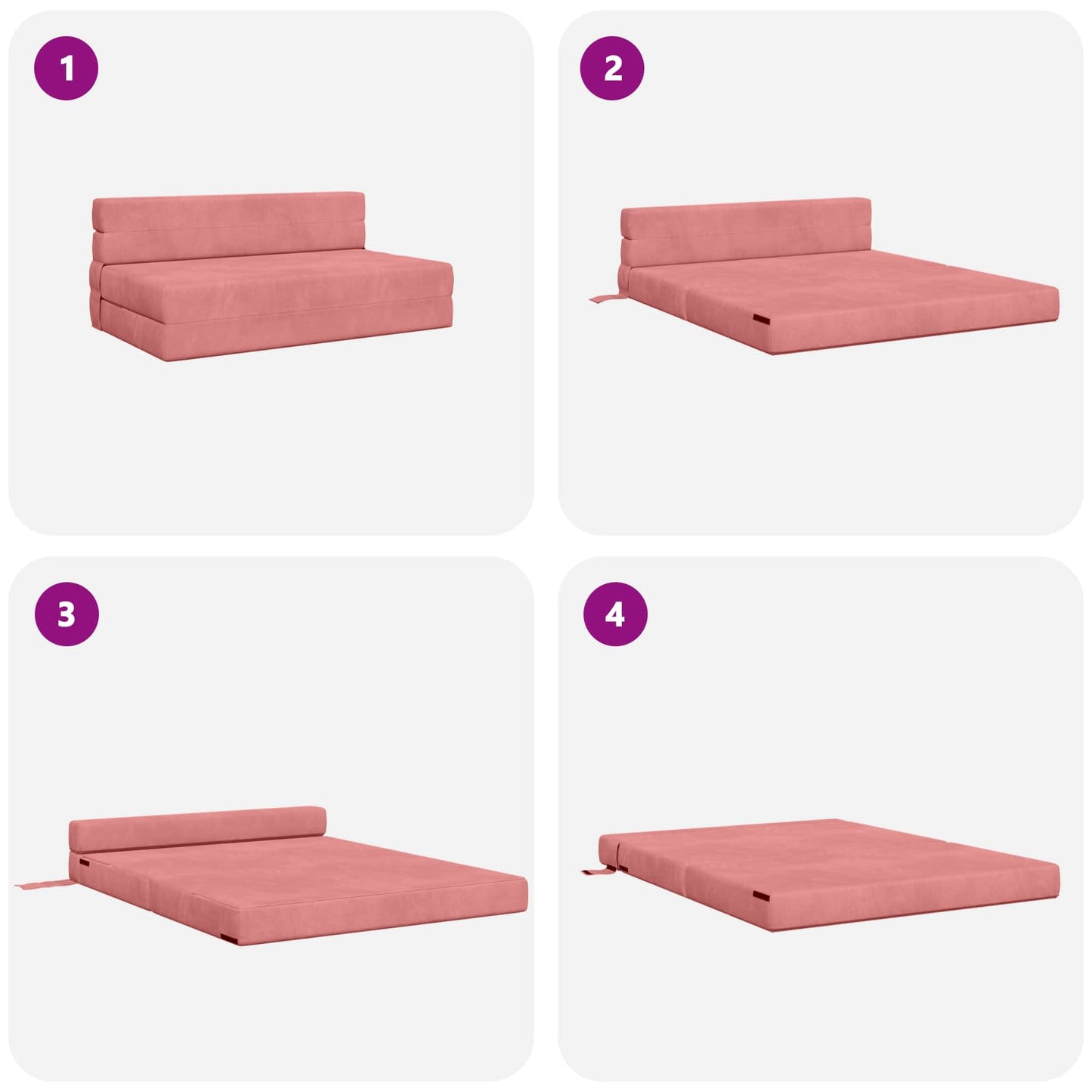 Divano Letto Pieghevole Rosa 152 x 86,5 x 60 cm Tessuto