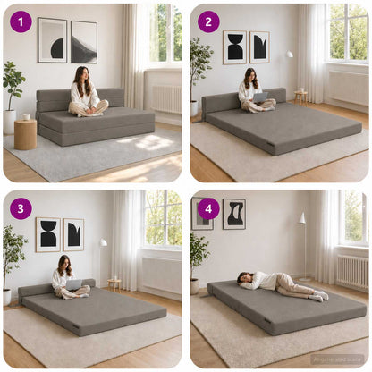 Divano Letto Pieghevole Grigio Chiaro 152 x 86,5 x 60 cm | homemem39