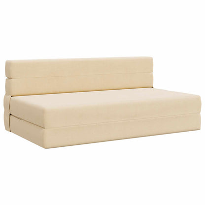 Divano Letto Pieghevole Crema 152 x 86,5 x 60 cm Tessuto | homemem39