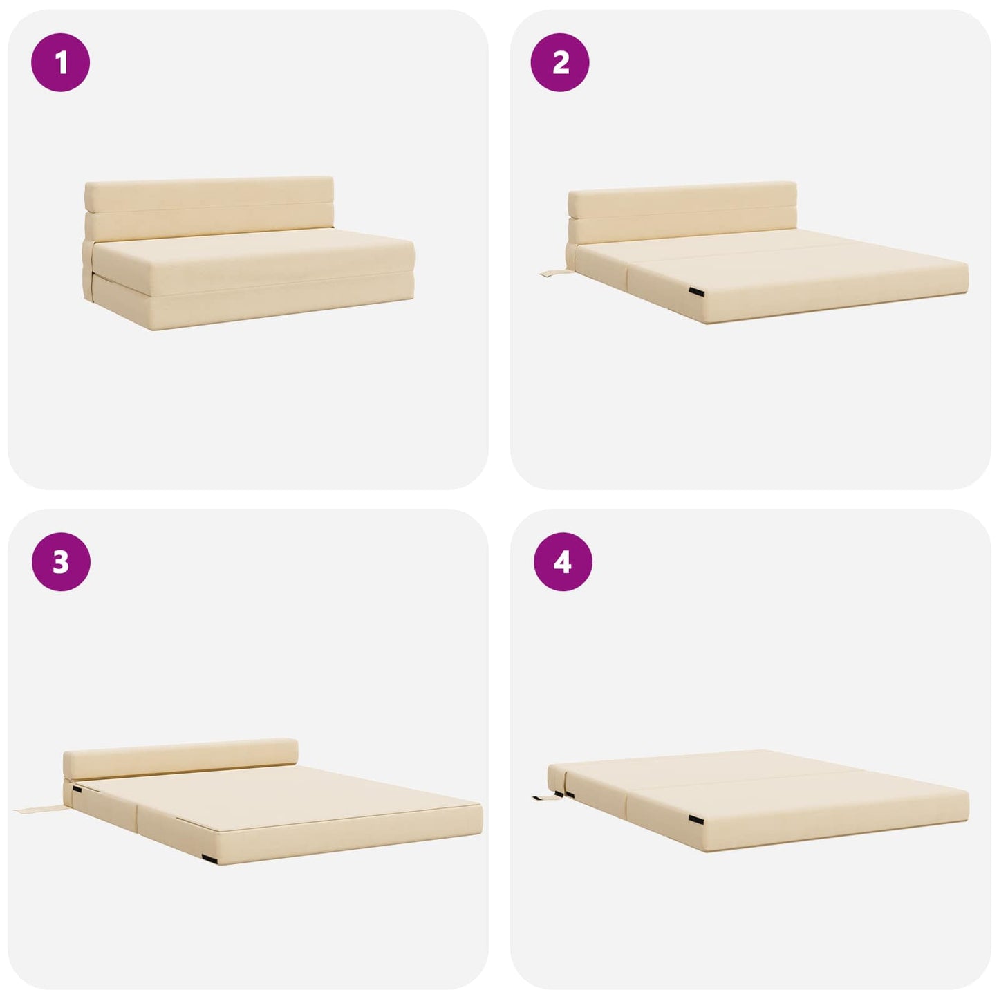 Divano Letto Pieghevole Crema 152 x 86,5 x 60 cm Tessuto