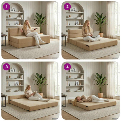 Divano Letto Pieghevole Verde Grigio 152 x 86,5 x 60 cm Tessuto | homemem39