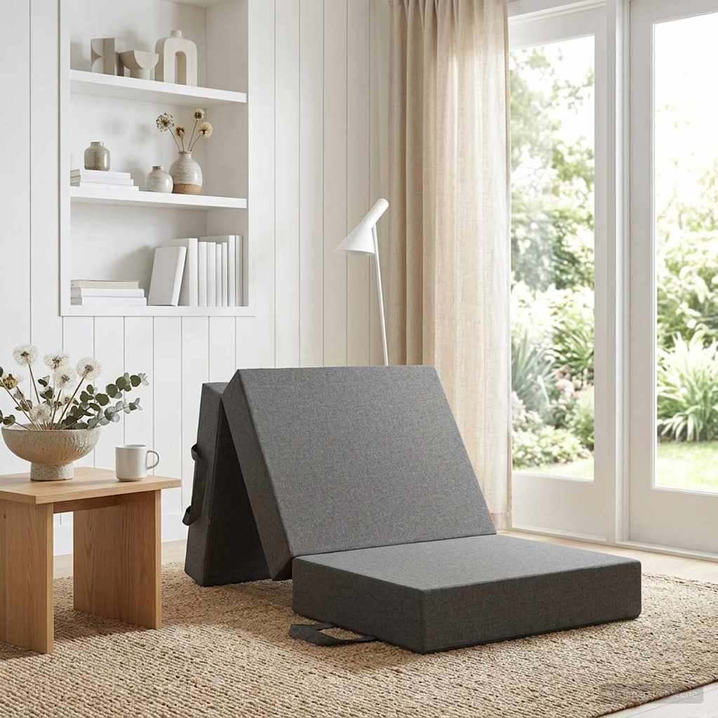 Divano Letto Pieghevole 90 x 63 x 45 cm Grigio Chiaro | homemem39