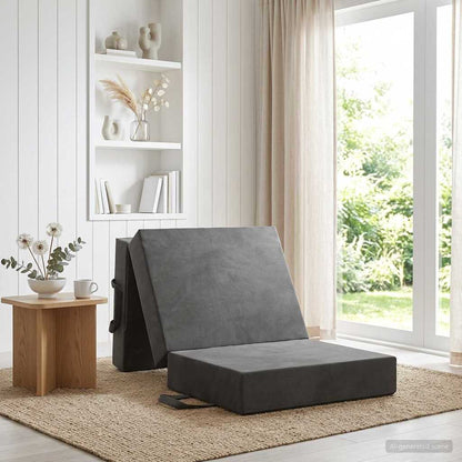Divano Letto Pieghevole 75 x 67 x 45 cm Grigio Scuro