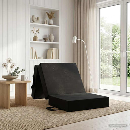 Divano Letto Pieghevole 90 x 63 x 45 cm Nero | homemem39