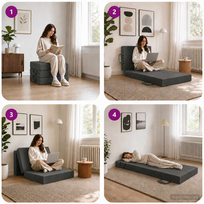 Divano Letto Pieghevole 90 x 63 x 45 cm Grigio Scuro | homemem39