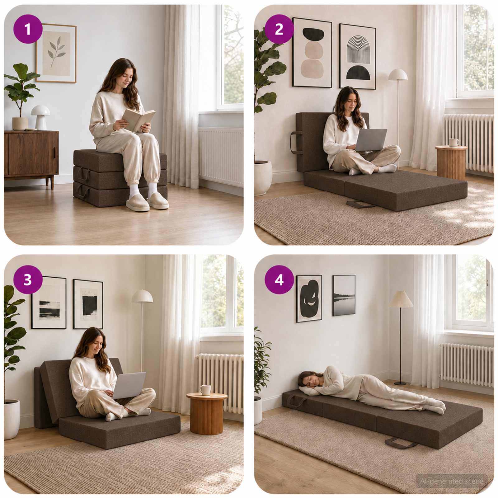 Divano Letto Pieghevole 75 x 67 x 45 cm Tortora | homemem39