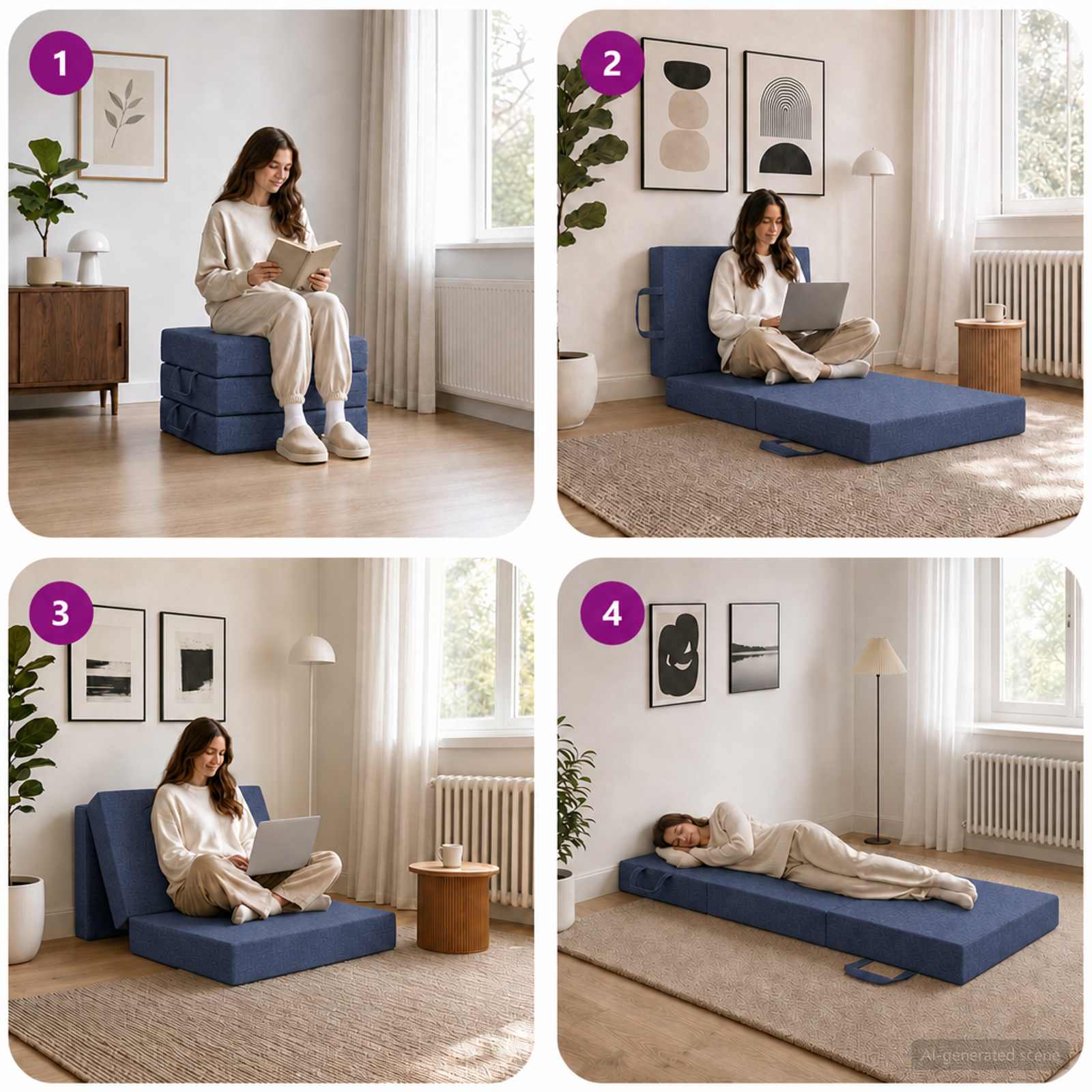 Divano Letto Pieghevole 75 x 67 x 45 cm Blu | homemem39
