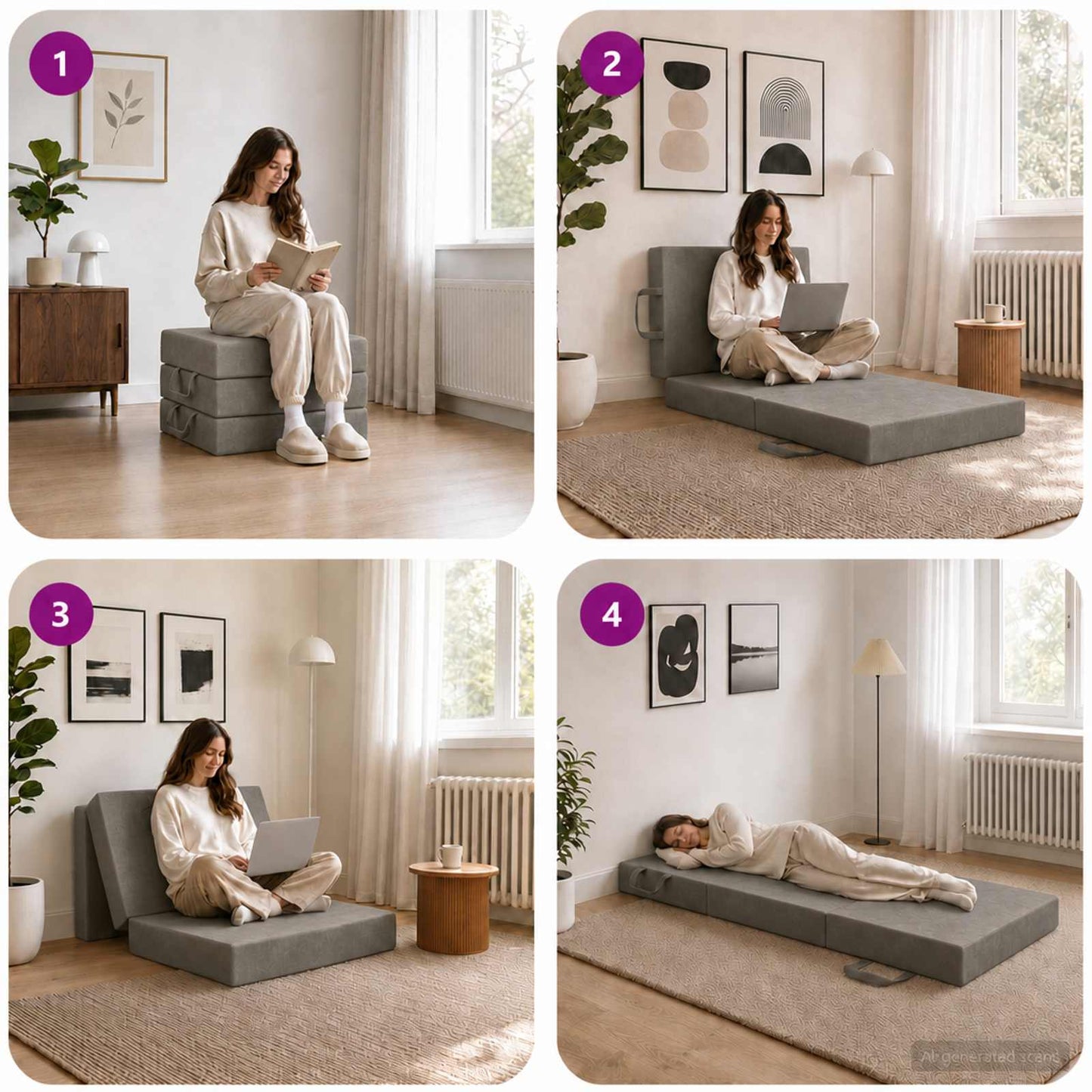 Divano Letto Pieghevole 75 x 67 x 45 cm Grigio Chiaro | homemem39