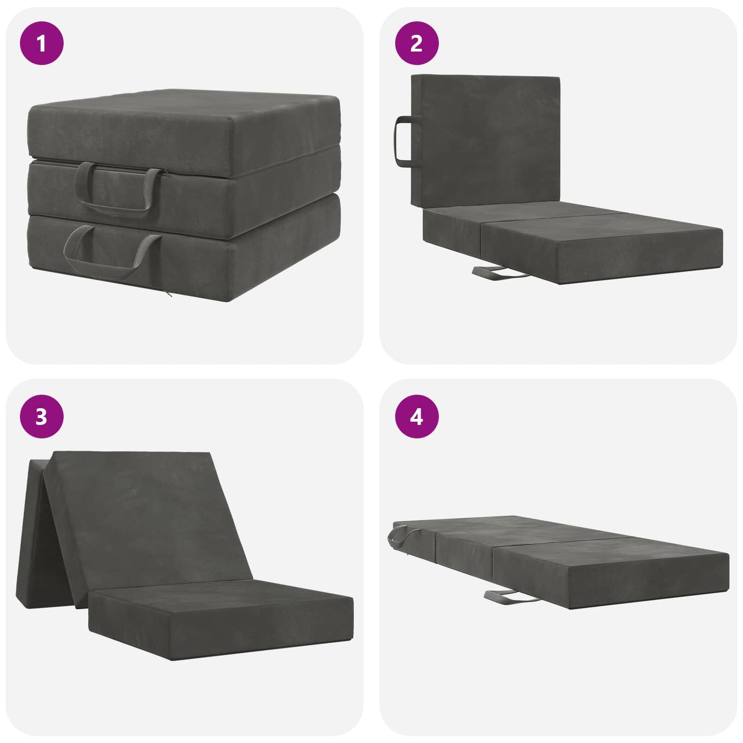 Divano Letto Pieghevole 75 x 67 x 45 cm Grigio Scuro | homemem39