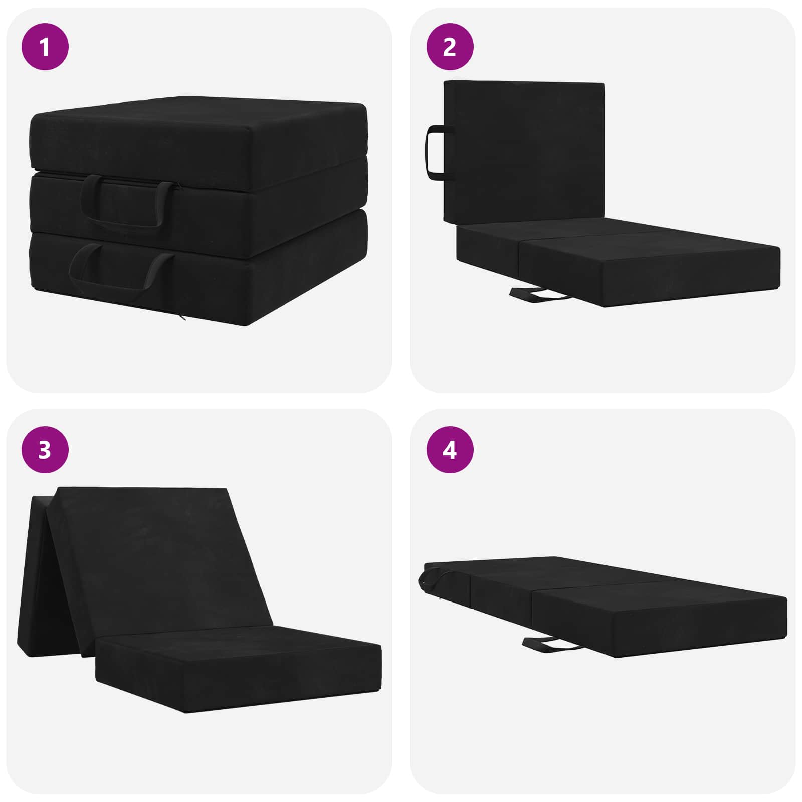 Divano Letto Pieghevole 75 x 67 x 45 cm Nero | homemem39