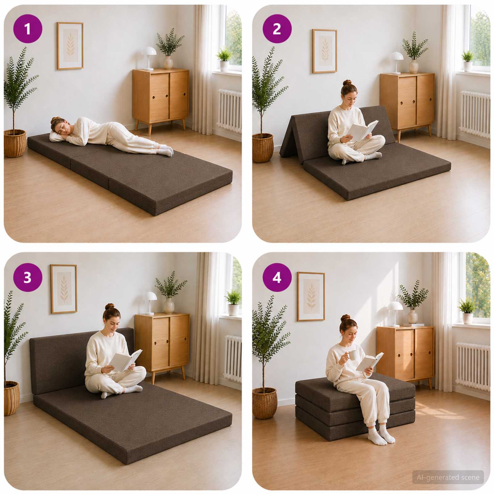 Divano Letto Pieghevole 80 x 67 x 45 cm Tortora | homemem39