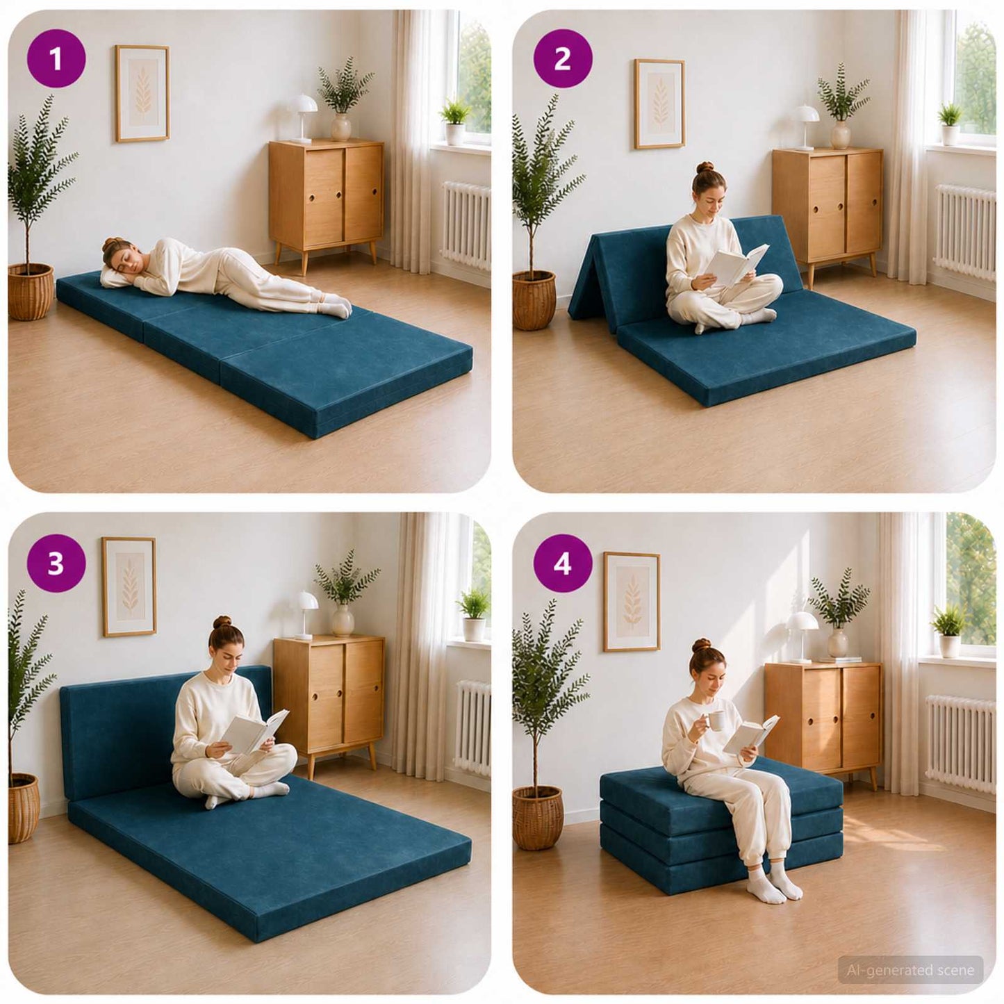 Divano Letto Pieghevole 80 x 67 x 45 cm Blu | homemem39