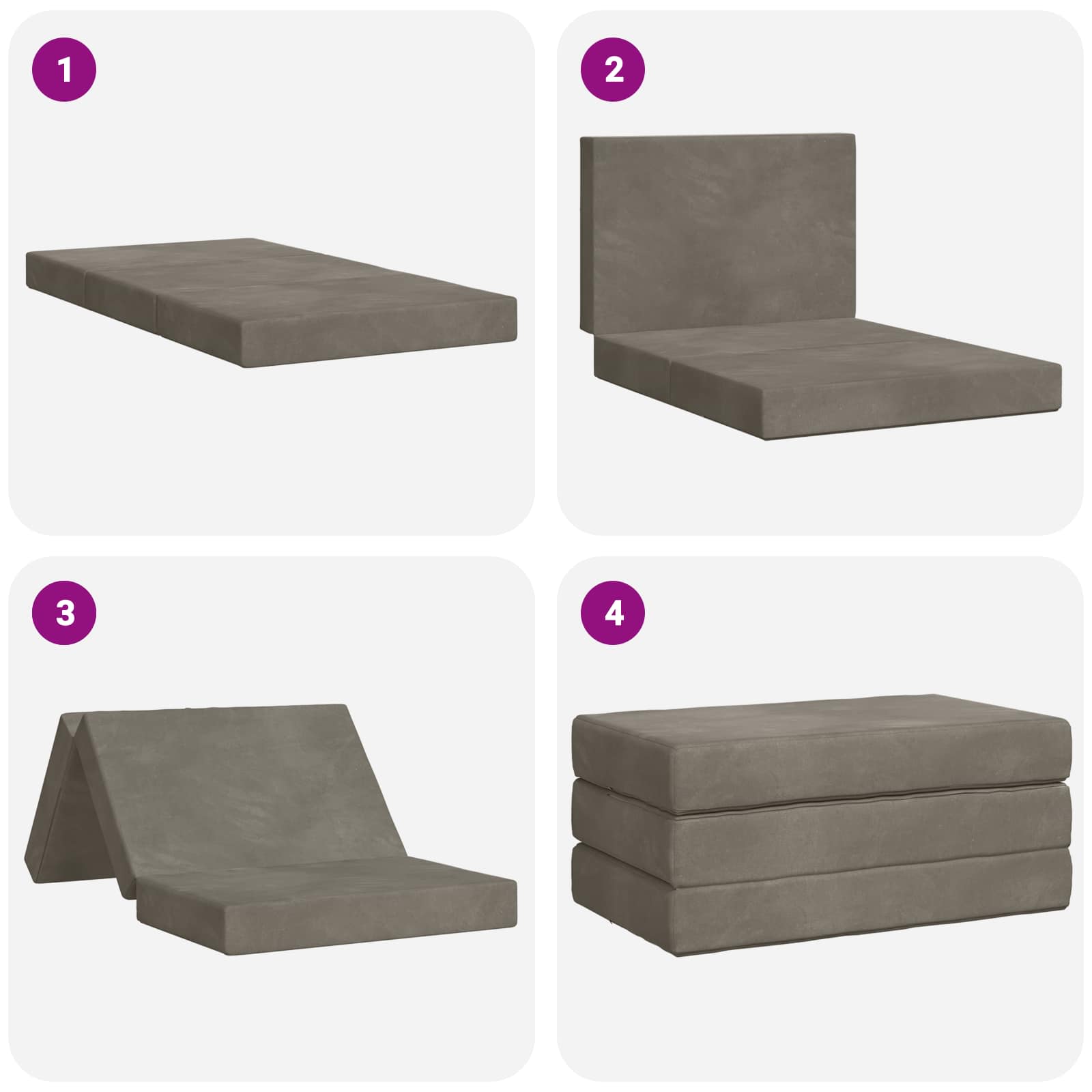Divano Letto Pieghevole 80 x 67 x 45 cm Grigio Chiaro | homemem39