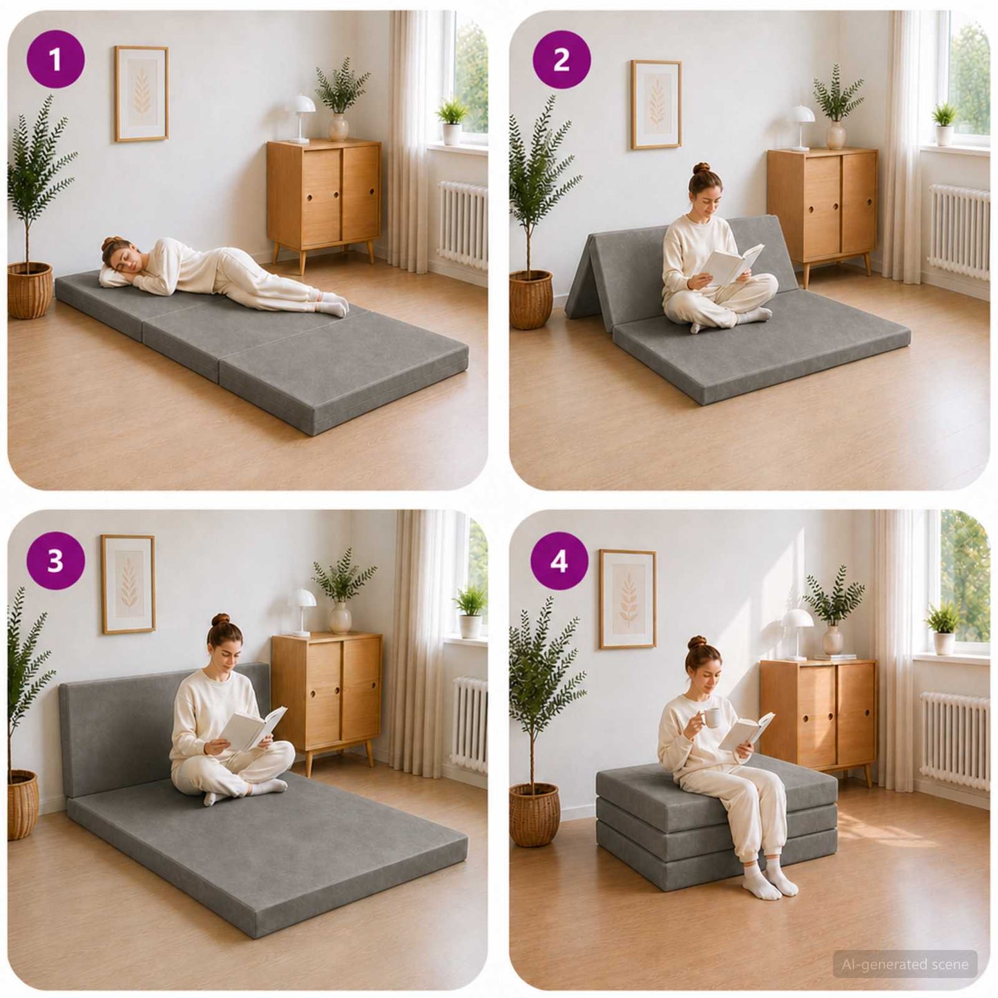 Divano Letto Pieghevole 80 x 67 x 45 cm Grigio Chiaro | homemem39