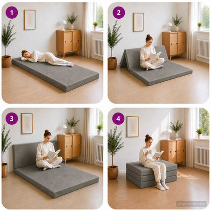 Divano Letto Pieghevole 80 x 67 x 45 cm Grigio Chiaro | homemem39