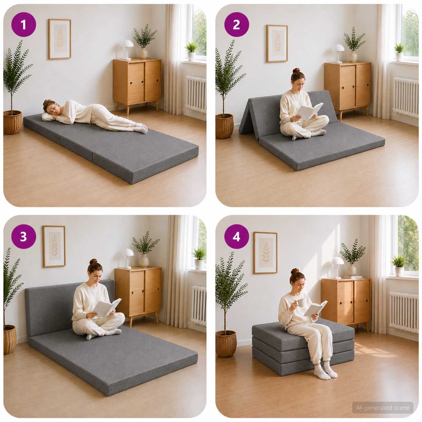 Divano Letto Pieghevole 90 x 67 x 45 cm Grigio Chiaro | homemem39