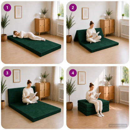 Divano Letto Pieghevole 90 x 67 x 45 cm Verde Scuro | homemem39