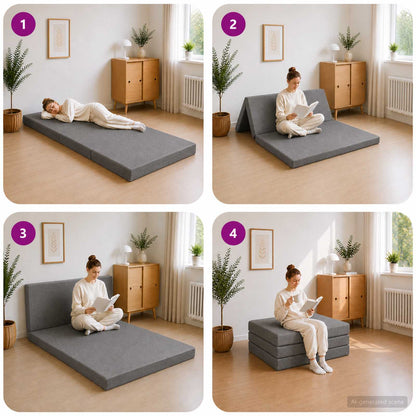 Divano Letto Pieghevole 100 x 67 x 45 cm Grigio Chiaro | homemem39