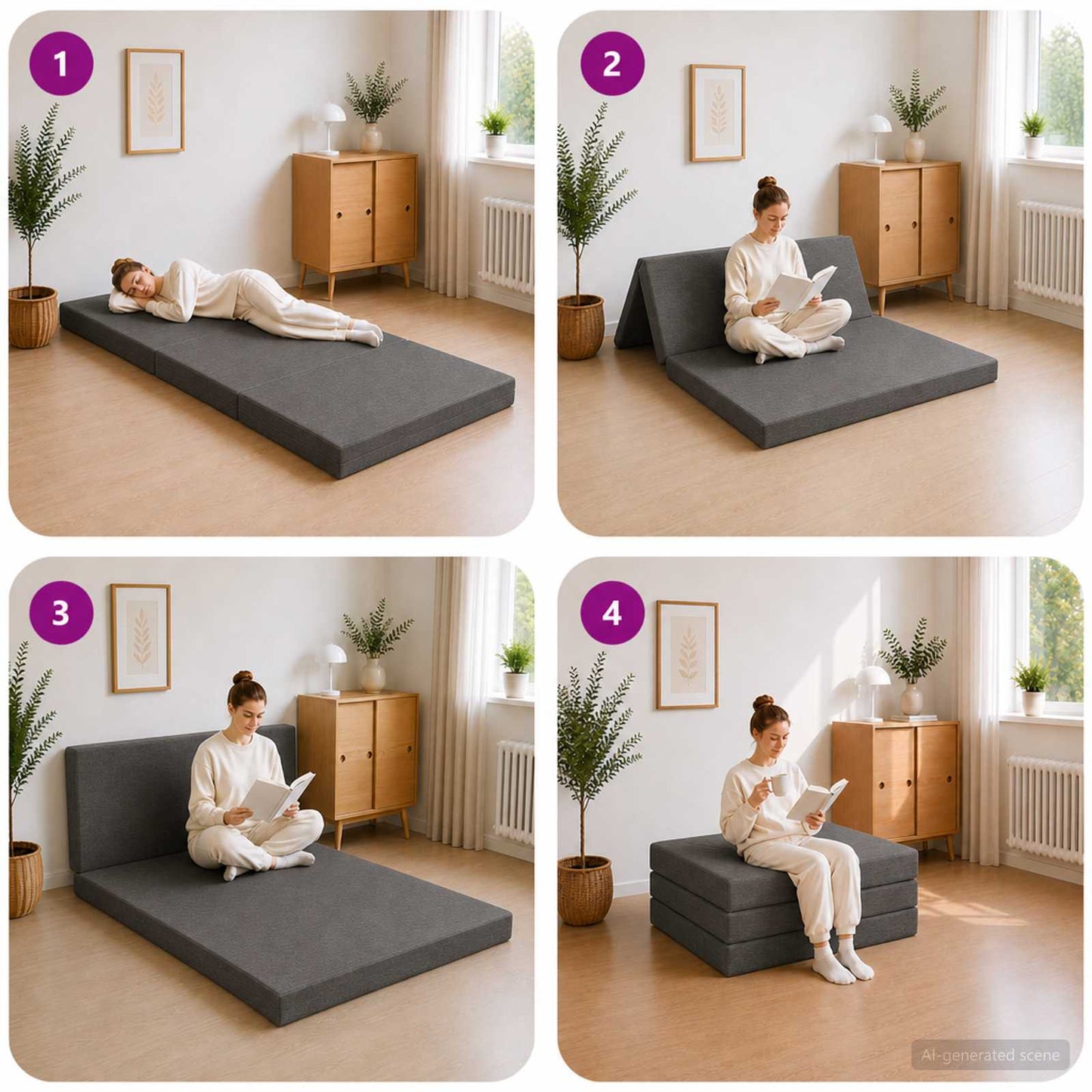 Divano Letto Pieghevole 100 x 67 x 45 cm Grigio Scuro | homemem39