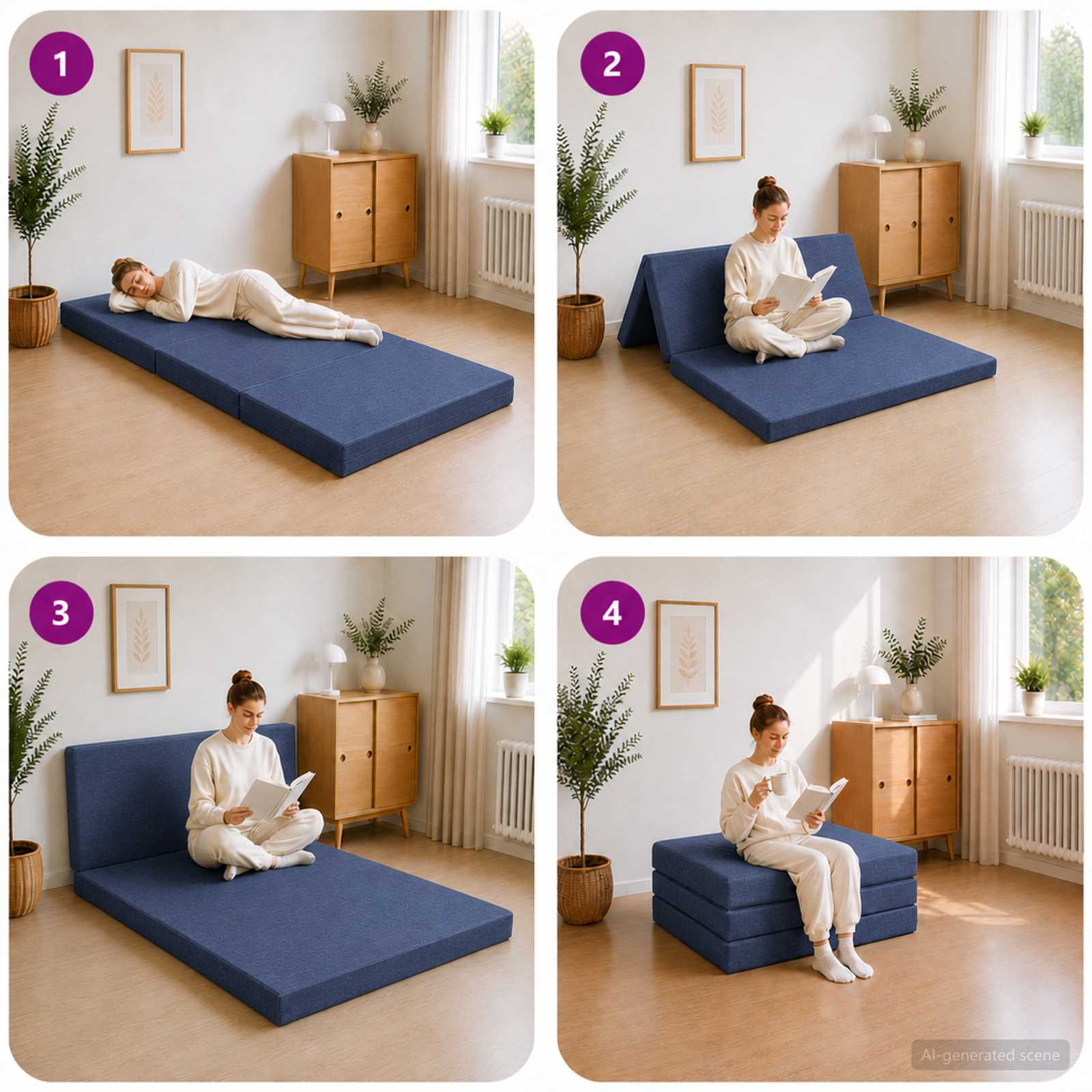 Divano Letto Pieghevole 100 x 67 x 45 cm Blu | homemem39