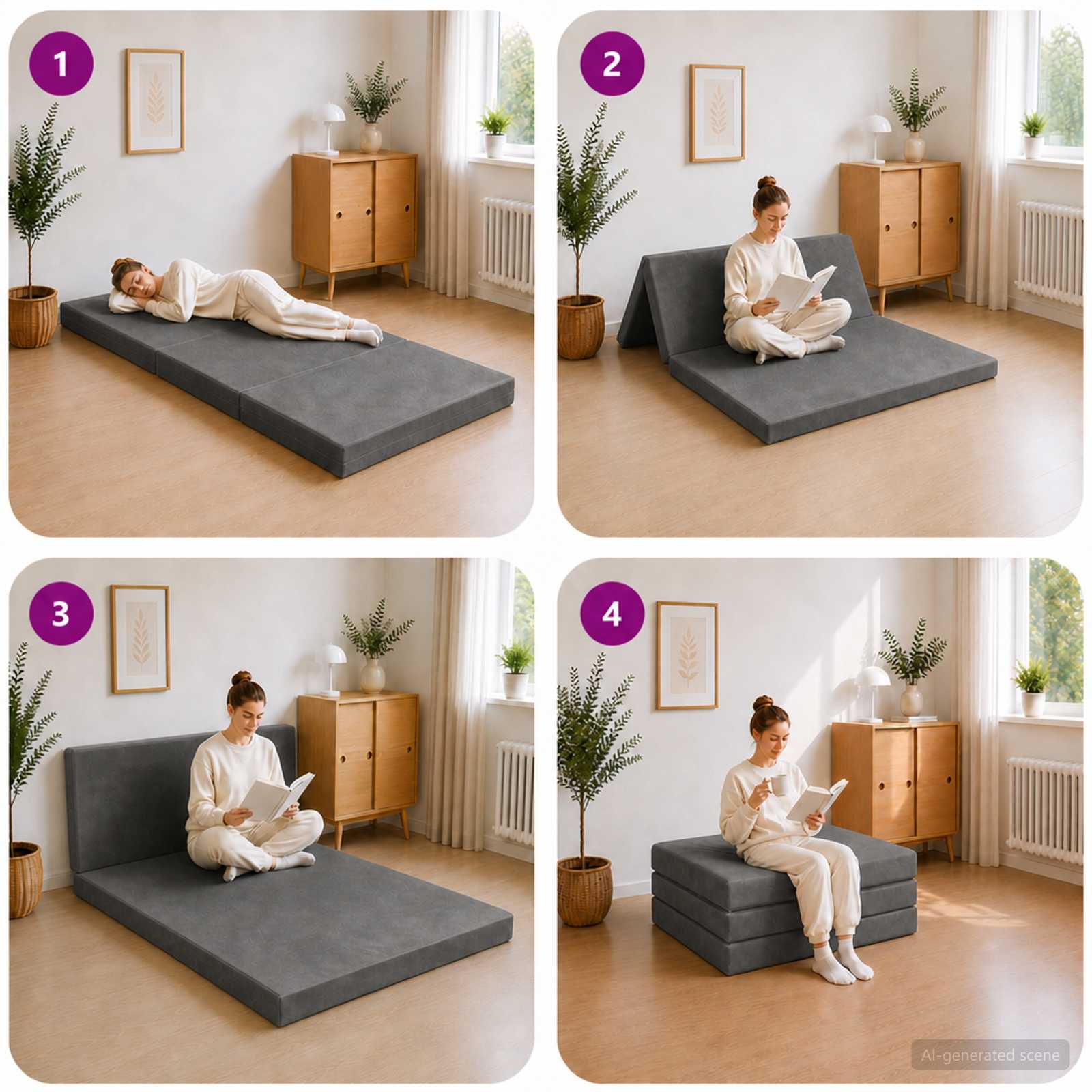 Divano Letto Pieghevole 100 x 67 x 45 cm Grigio Scuro | homemem39