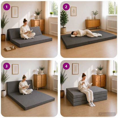 Divano Letto Pieghevole 120 x 67 x 45 cm Grigio Chiaro | homemem39