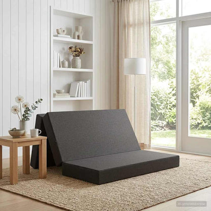 Divano Letto Pieghevole 120 x 67 x 45 cm Grigio Scuro | homemem39