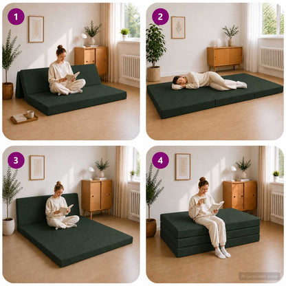 Divano Letto Pieghevole 120 x 67 x 45 cm Verde Scuro | homemem39