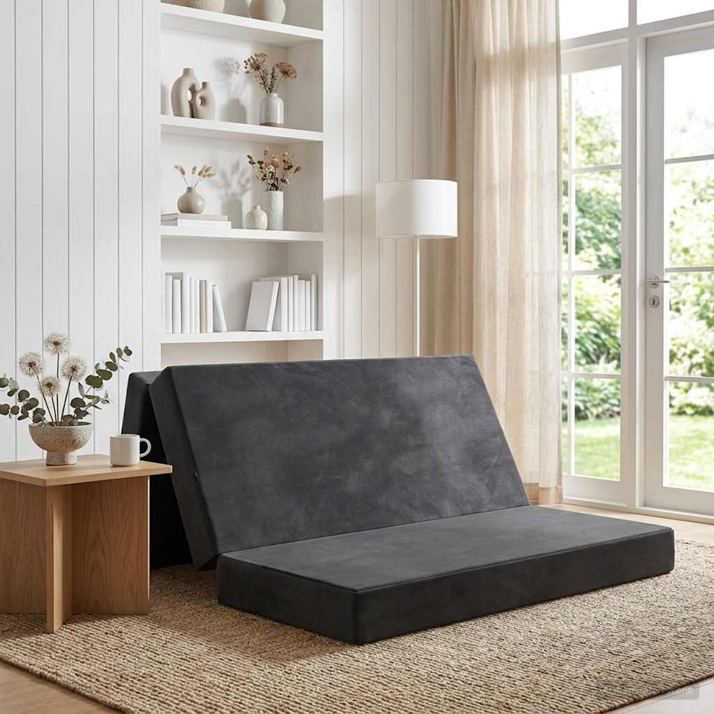 Divano Letto Pieghevole 120 x 67 x 45 cm Grigio Scuro | homemem39