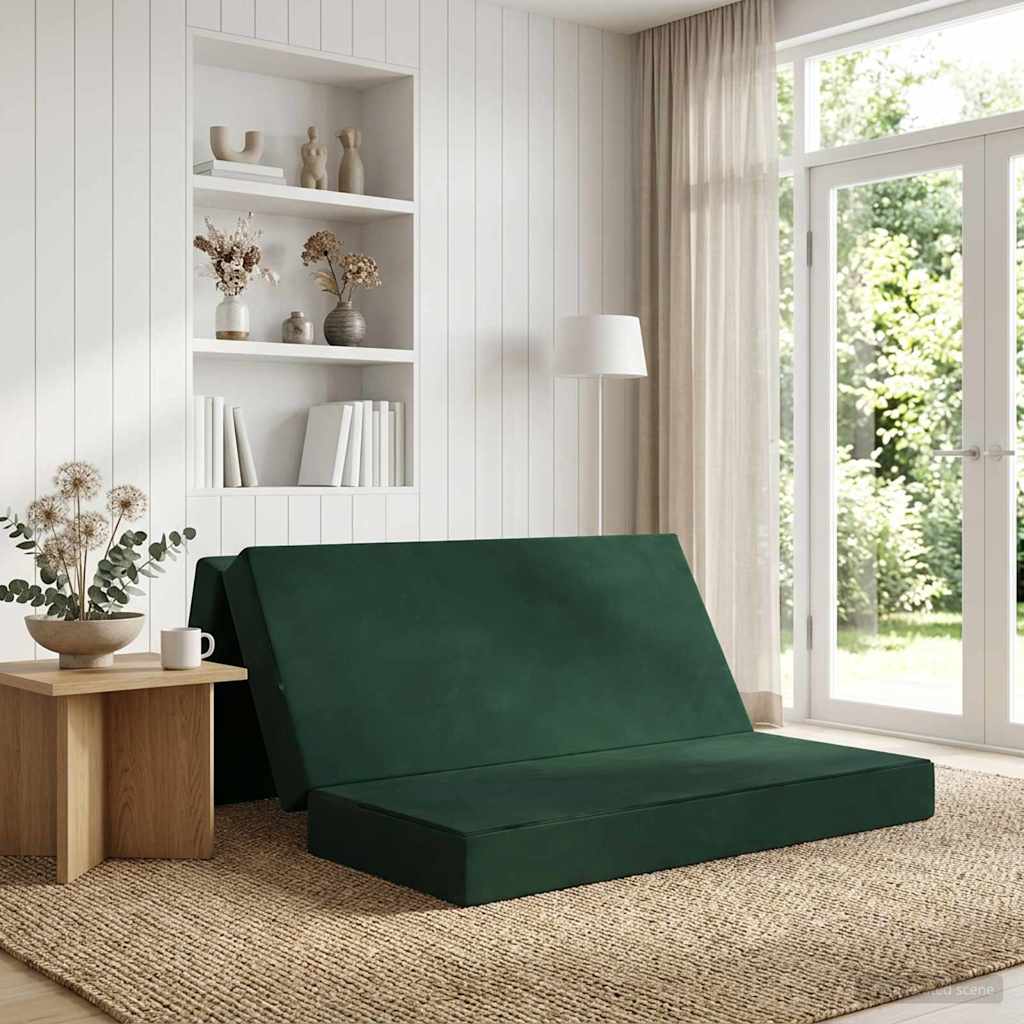 Divano Letto Pieghevole 160 x 67 x 45 cm Verde Scuro | homemem39