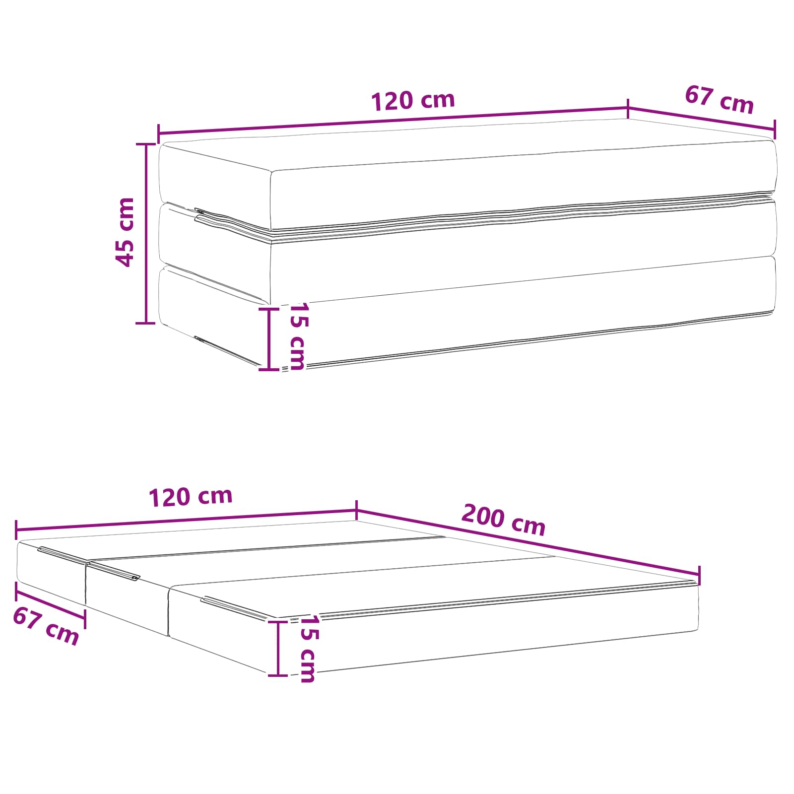 Divano Letto Pieghevole 120 x 67 x 45 cm Rosa | homemem39