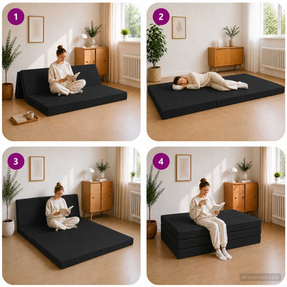 Divano Letto Pieghevole 140 x 67 x 45 cm Nero | homemem39