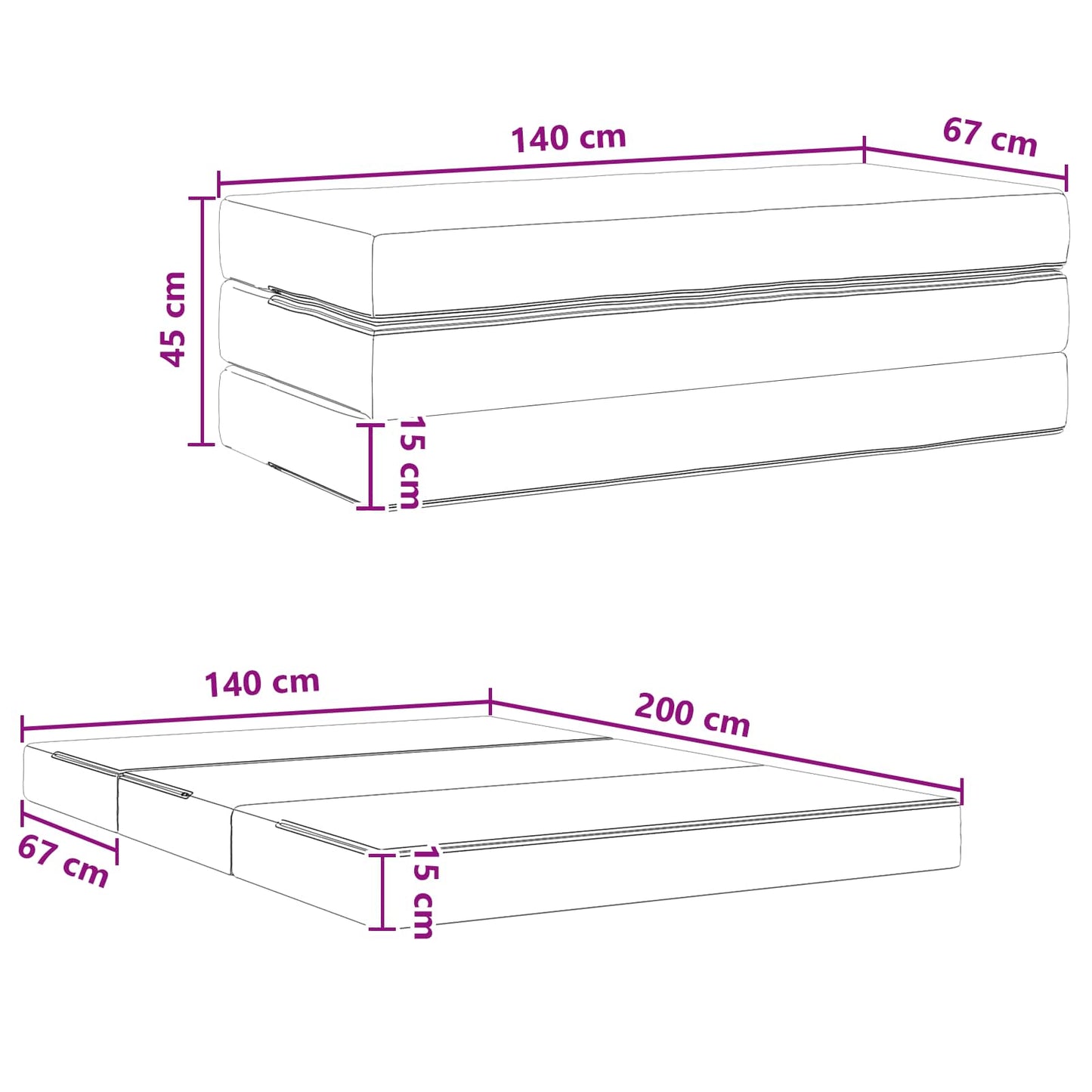 Divano Letto Pieghevole 140 x 67 x 45 cm Grigio Chiaro | homemem39