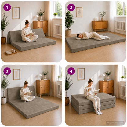 Divano Letto Pieghevole 140 x 67 x 45 cm Grigio Chiaro | homemem39