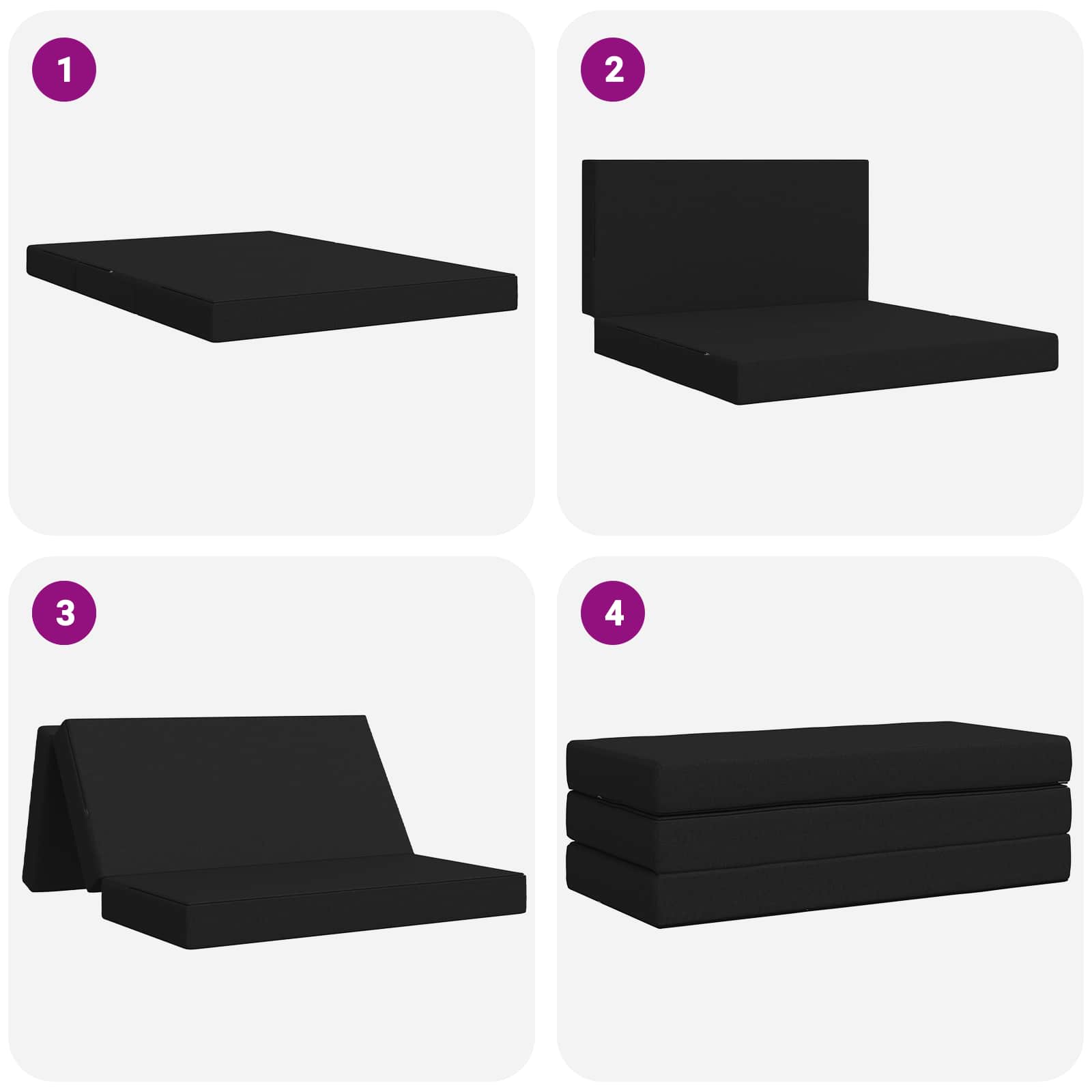 Divano Letto Pieghevole 160 x 67 x 45 cm Nero | homemem39
